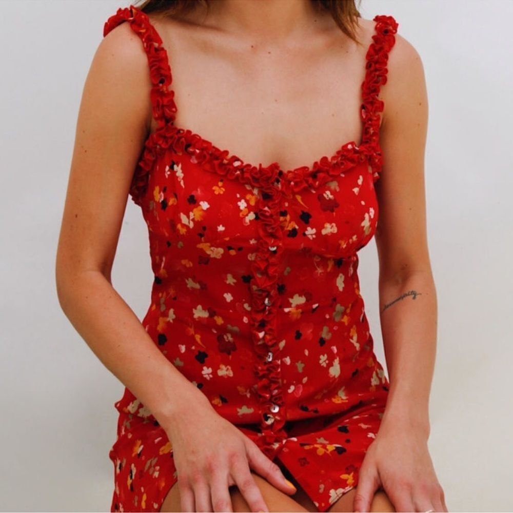 Realisation Par Red Floral Mini Dress